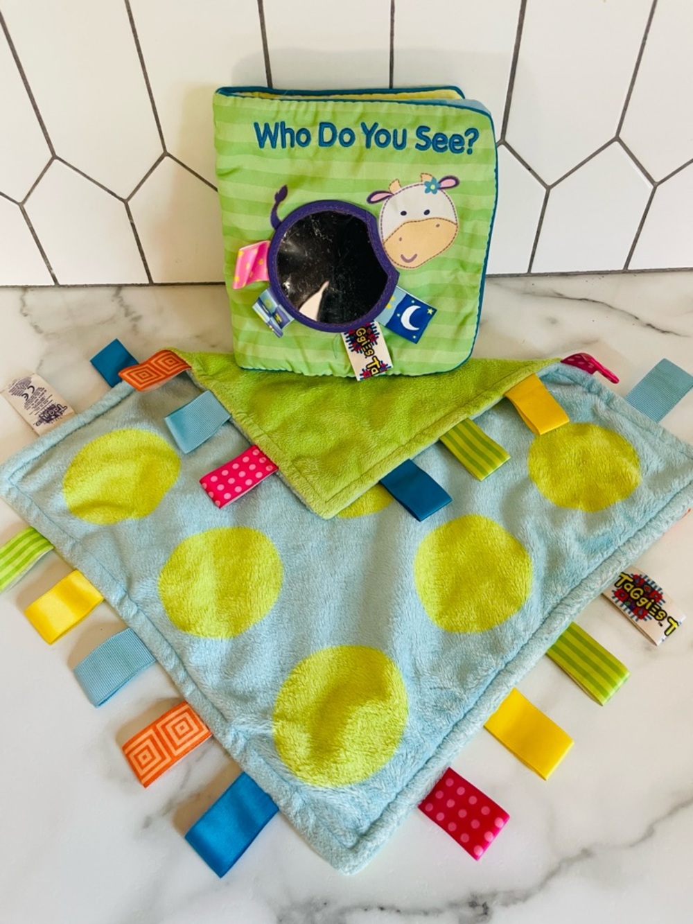 Taggies "Who Do You See" Cloth Baby Book & Coordinating Security Blanket